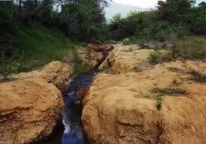 Rio Leona uitgesleten in de rode rots