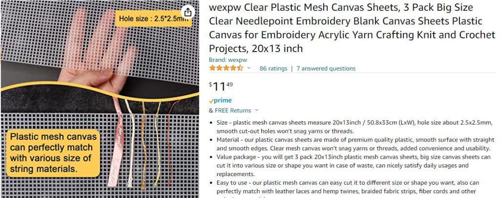 Plastic Mesh Canvas Sheet