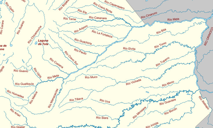 Rio Meta en haar zijrivieren